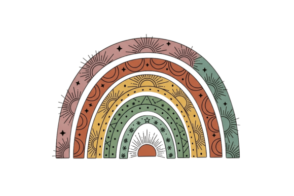 Download Boho Patterned Rainbow Celestial Arc - Pattern Collection