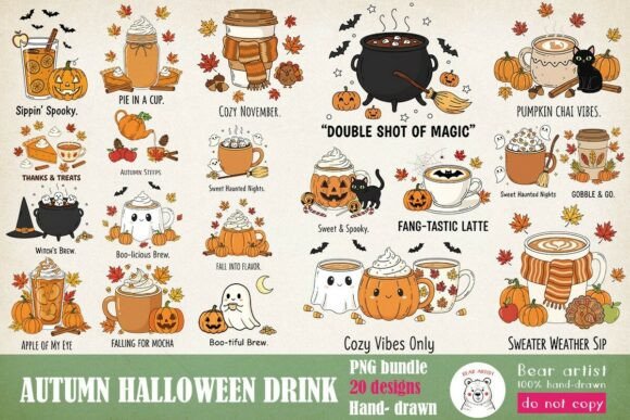 Download Fall Autumn Halloween Drink PNG Bundle - Ink Collection
