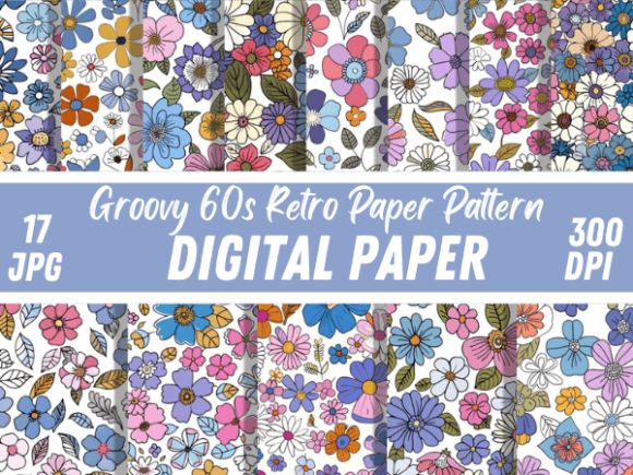 Download Funky Hand Drawn 60s Retro Paper Pattern - Pattern Collection