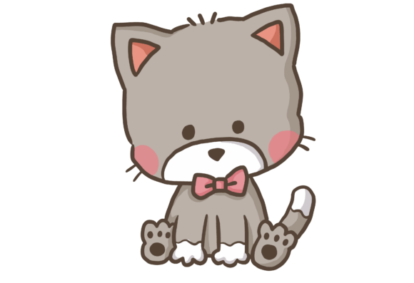 Download Cute Gray Kitten PNG Clipart with Pink - Ink Collection